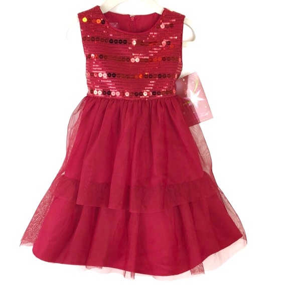 NWT Girls Red Sequin Bodice Tulle Dress Size 2T/3T - Picture 1 of 8